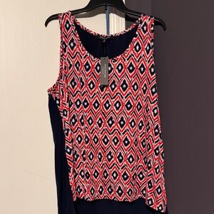 Jones New York Red and Blue Diamond Tank Top
